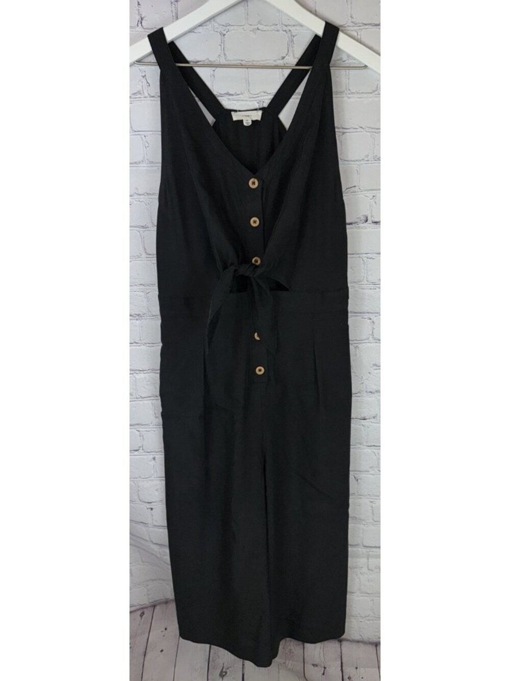 A LOVES A Women’s Size Medium Black Neck Sleeveless Belted A-Line Midi Romper